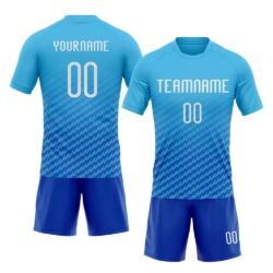 Custom Sky Blue White-Thunder Blue Geometric Shape Sublimation Volleyball Uniform Jersey - Image 3