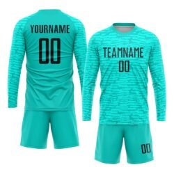 Custom Aqua Black Sublimation Soccer Uniform Jersey - Image 3