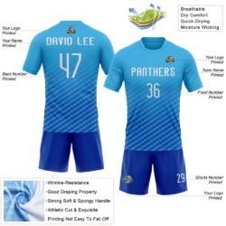 Custom Sky Blue White-Thunder Blue Geometric Shape Sublimation Volleyball Uniform Jersey - Image 2