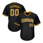 Custom Black Gold-White Authentic Throwback Rib-Knit Baseball Jersey Shirt