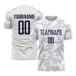 Custom White Navy Sublimation Soccer Uniform Jersey