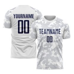 Custom White Navy Sublimation Soccer Uniform Jersey