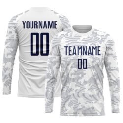 Custom White Navy Sublimation Soccer Uniform Jersey - Image 5