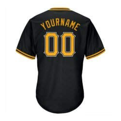 Custom Black Gold-White Authentic Throwback Rib-Knit Baseball Jersey Shirt - Image 4