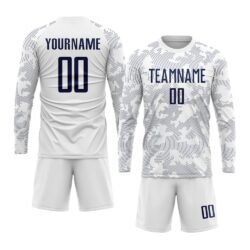 Custom White Navy Sublimation Soccer Uniform Jersey - Image 4