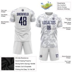 Custom White Navy Sublimation Soccer Uniform Jersey - Image 2