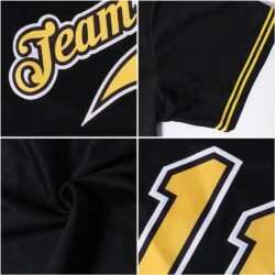 Custom Black Gold-White Authentic Throwback Rib-Knit Baseball Jersey Shirt - Image 7