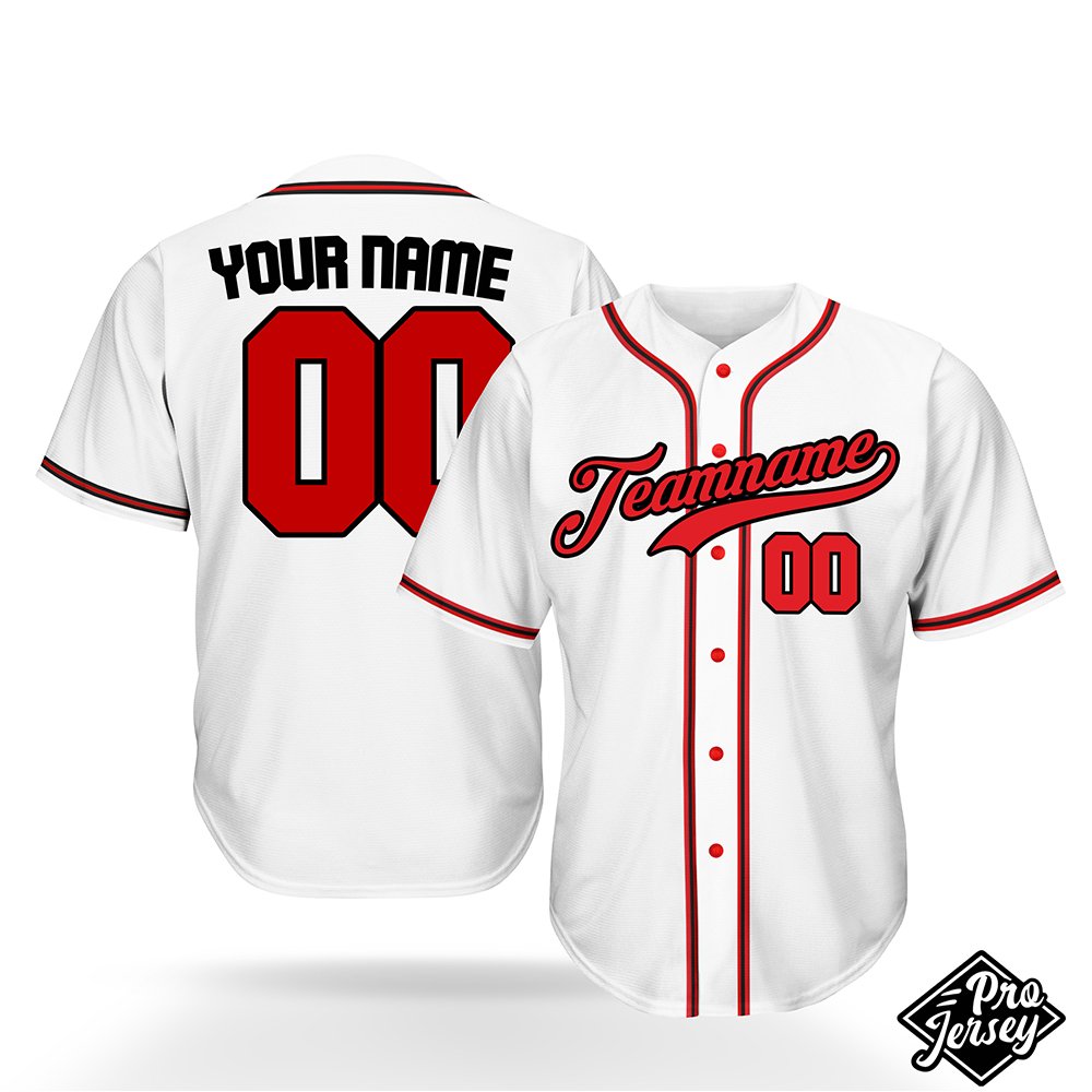 01-White-Red-and-Black Custom White & Navy Baseball Jersey - Image 1