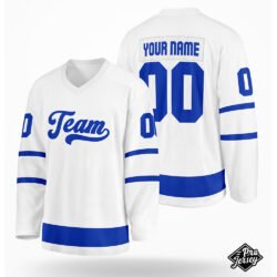 Custom White & Blue Hockey Jersey