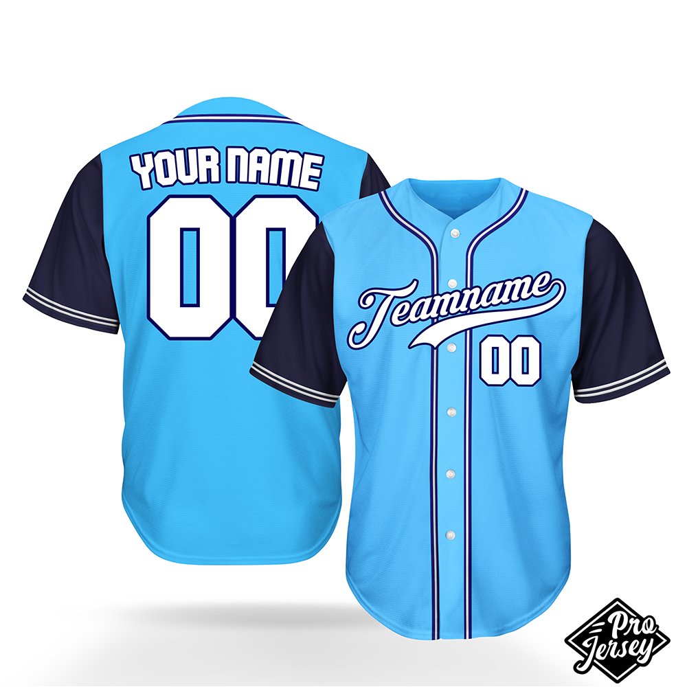 06-Sky-White-and-Navy Custom Sky White & Navy Baseball Jersey - Image 1