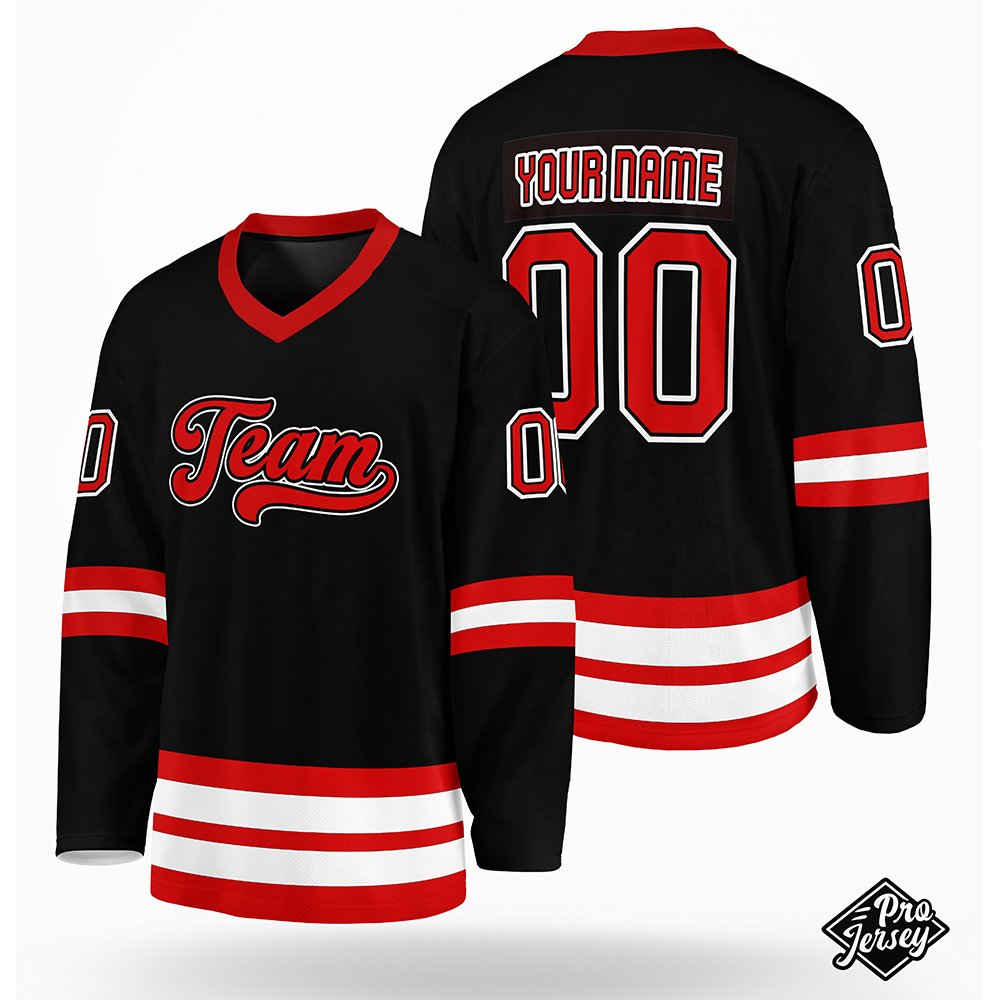 06 Custom Black & Mahroon Hockey Jersey - Image 1