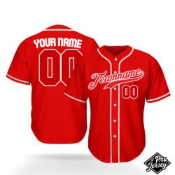 Custom Red & White Baseball Jersey