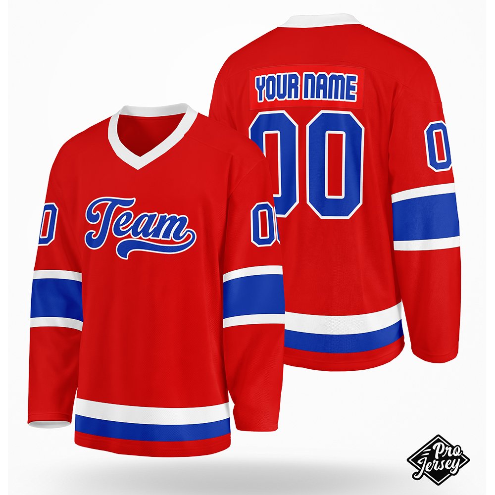07 Custom Red & Blue Hockey Jersey - Image 1