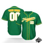 Custom Green & White Baseball Jersey