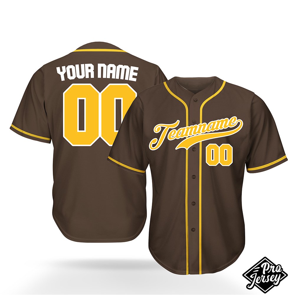 12 Brown-and-Yellow Custom Brown & Yellow Baseball Jersey - Image 1