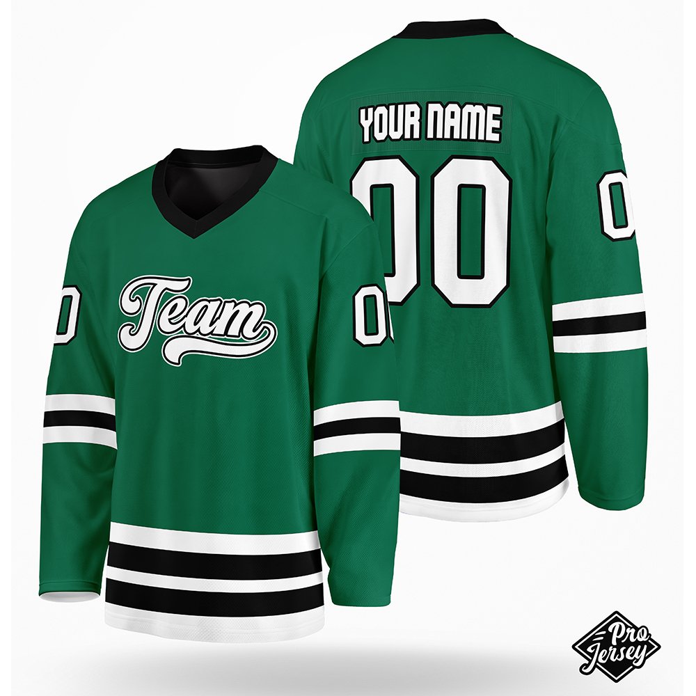 12 Custom Green & Black Hockey Jersey - Image 1