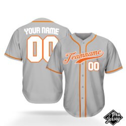 Custom Grey & Orange Baseball Jersey