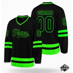 Custom Black & Green Hockey Jersey
