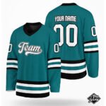 Custom Sea Green & Black Hockey Jersey