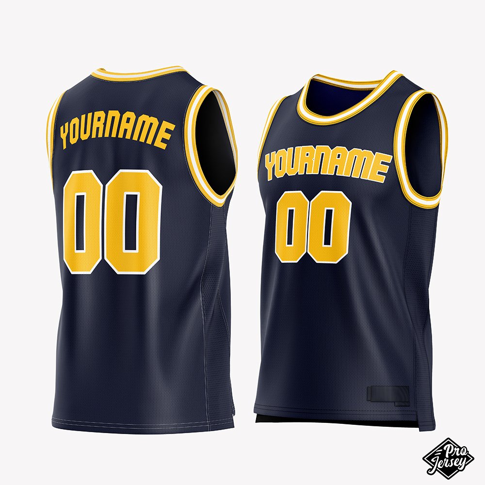 19-yellow-navy Custom Yellow & Navy Basketball Jersey - Image 1
